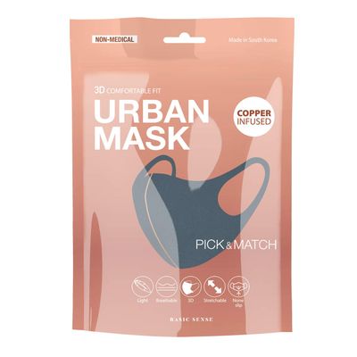 Basic Sense Copper Infused Washable Reusable plain Face Coverings Masks Made in South Korea (Teal Blue)