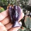 favoramulet 2 Inches Amethyst Crystal Pray Guardian Angel Statue, Carved Healing Peace Angel with Wing Figurine Pocket Stone view 2