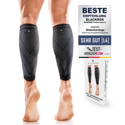 BLACKROX RUNMED Performance Calf Bandage 1 Pair Compression Socks Calf Sleeves Calf Compression Running Running Varicose Veins Running Socks Calf Sleeves - Black - M