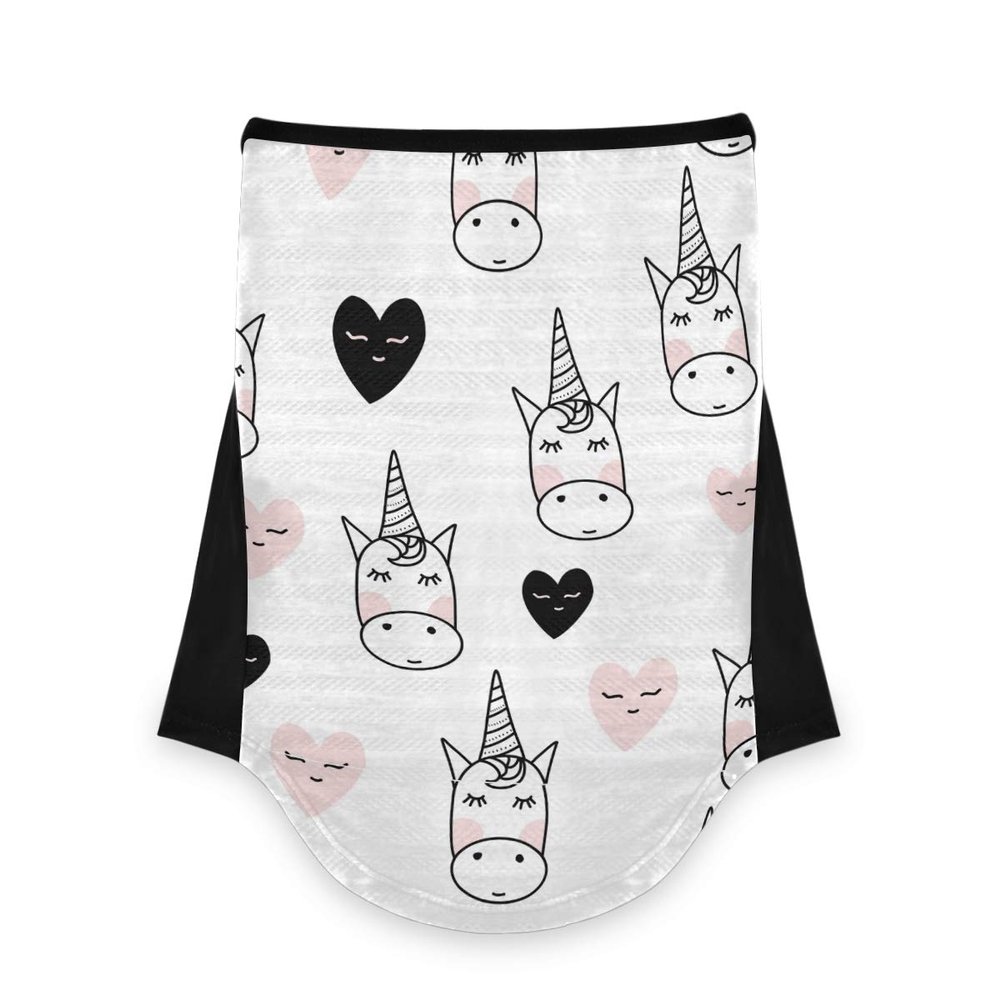 AJINGA Face Coverings Bandana Ear Loops StylishUnicorn Hearts Women Neck Gaiters for Dust Wind Motorcycle Men