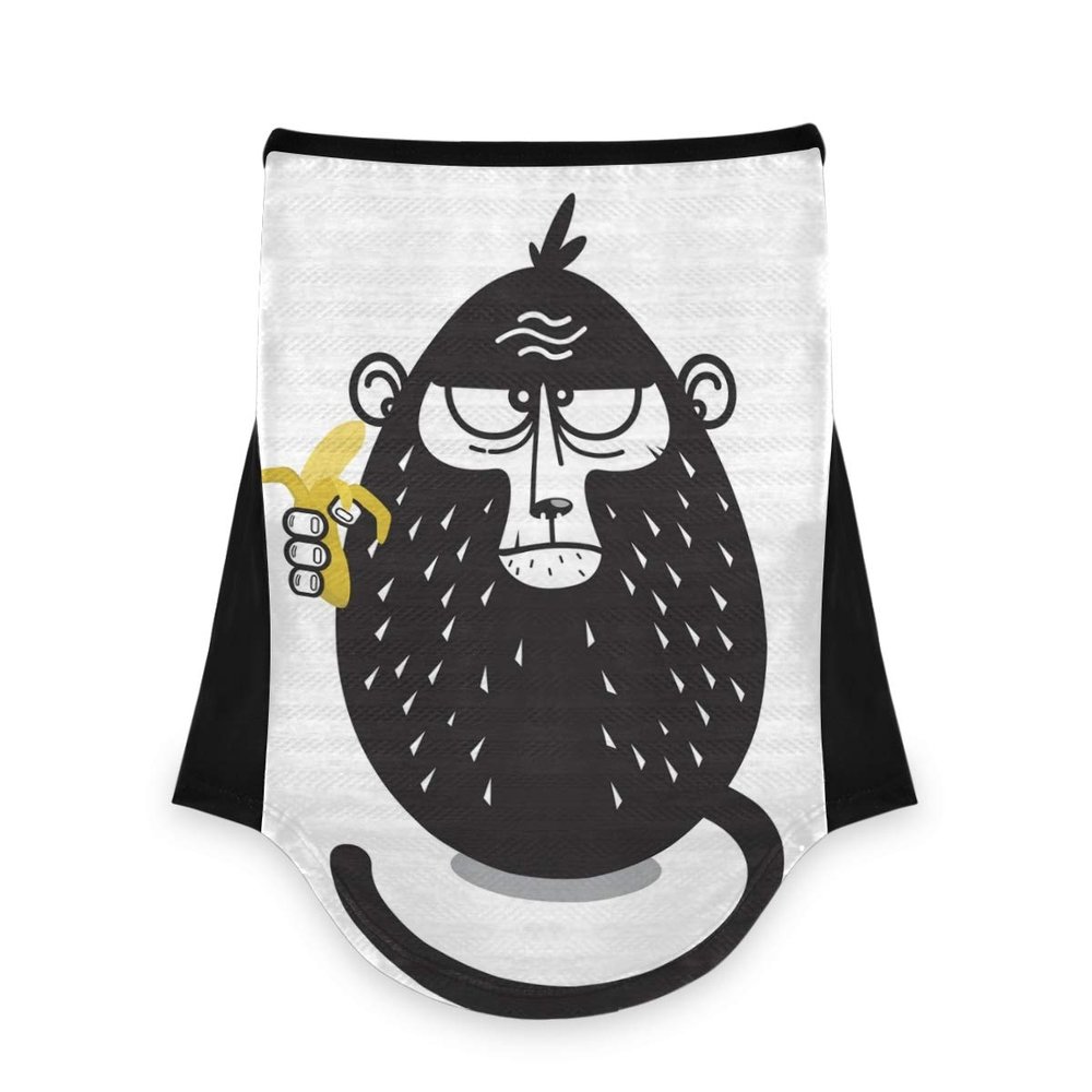 AJINGA Face Coverings Bandana Ear Loops StylishBlack Monkey Bananna Women Neck Gaiters for Dust Wind Motorcycle Men