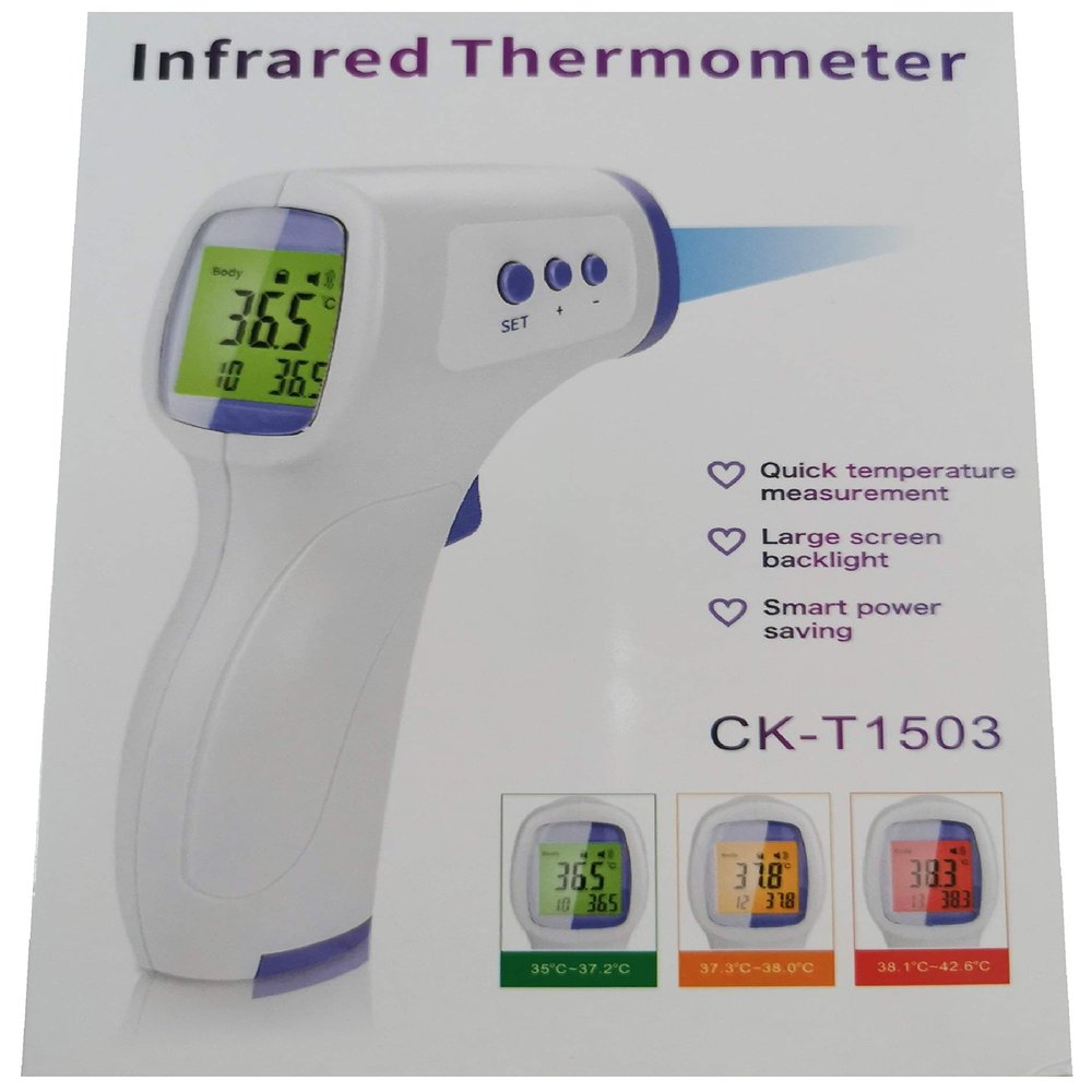 Digital Thermometer Infrared 3 Colours Display Contactless Includes 2 AA Batteries