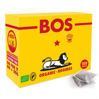 BOS Organic Rooibos Carton, Pure Caffeine Free Rooibos Tea For Daily Enjoyment 250 g, 100 Teabags (Pack of 1)