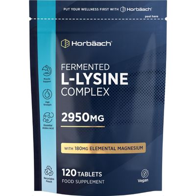 L-Lysine 2000mg | 180 Tablets | Essential Amino Acid | Premium Supplement | Vegan & Vegetarian | by Horbaach