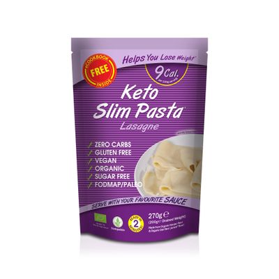 Keto Slim Lasagne Pasta Sheets (Pack of 25 x 270g) Organic Konjac Flour & Oats Shirataki Pasta, Zero Carb, Low Calorie, Gluten, Fat & Sugar Free, Vegan High Fibre Ready to Eat, Paleo Diet Friendly