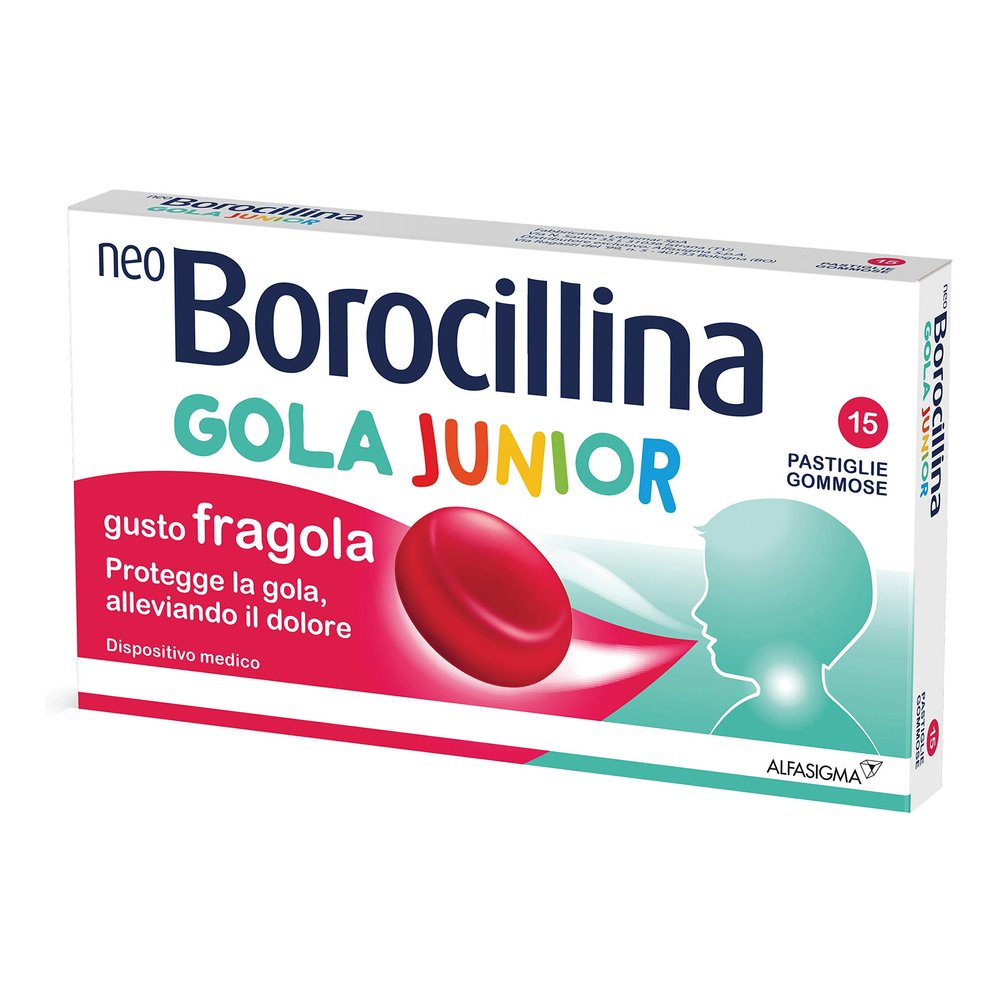Alfasigma Neoborocillin Gola Junior Strawberry Flavour, 15 Gummy Tablets