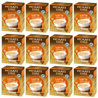 Mokate Gold Premium Caramel Latte Coffee Sachets x10 (Pack of 12, Total 120 Sachets)
