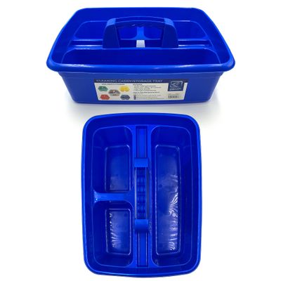 TDBS The Dustpan and Brush Store Cleaning Caddy With Handle Cleaners Caddy Organiser Carry Baskets For Cleaning Products (Blue)