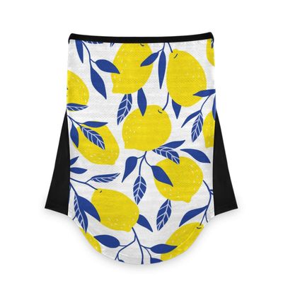AJINGA Face Coverings Bandana Ear Loops StylishYellow Lemon Blue Leave Women Neck Gaiters for Dust Wind Motorcycle Men