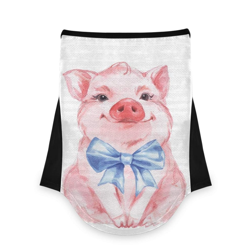 AJINGA Face Coverings Bandana Ear Loops StylishPink Pig Sit Women Neck Gaiters for Dust Wind Motorcycle Men