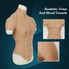 ROANYER Male Chest Silicone Muscle Suit Realistic Mens Silicone Chest Male Fake Muscle Belly For Cosplay Transgender, Tan, S view 4