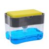 Brussels Kitchen Dishwashing Soaps Dispenser with Sponge Holder, Manual Press Dishwasher Detergent Liquid Pump Dispenser Box with Sponge Cleaning Pad Grey view 1