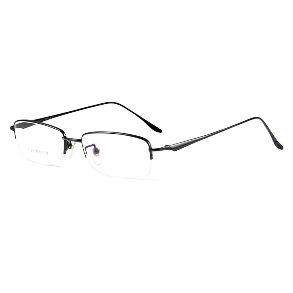 CAOXN Anti Blue Light Reading Glasses Male Pure Titanium Half Frame High-Definition Eyestrain Blocking Resin Lens with Diopters +1.00 To +3.00,Black,+1.50