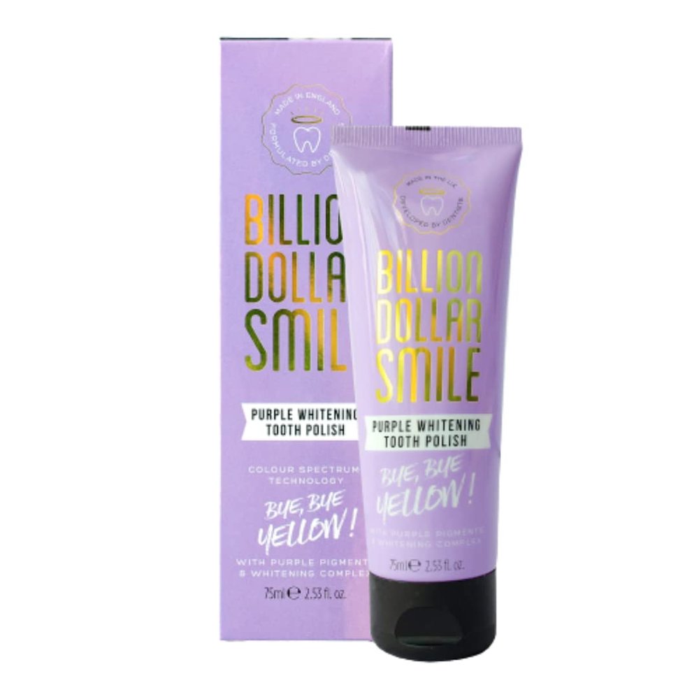 Billion Dollar Smile Purple Whitening Tooth Polish, Purple Teeth Whitening, Purple Toothpaste, Daily Use, Colour Corrector