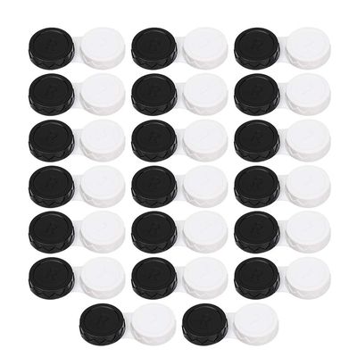 20 PCS Fashion Eye Glass Portable Plastic Contact Lens Case Candy Color Soaking Box Travel Glasses Holder(black)