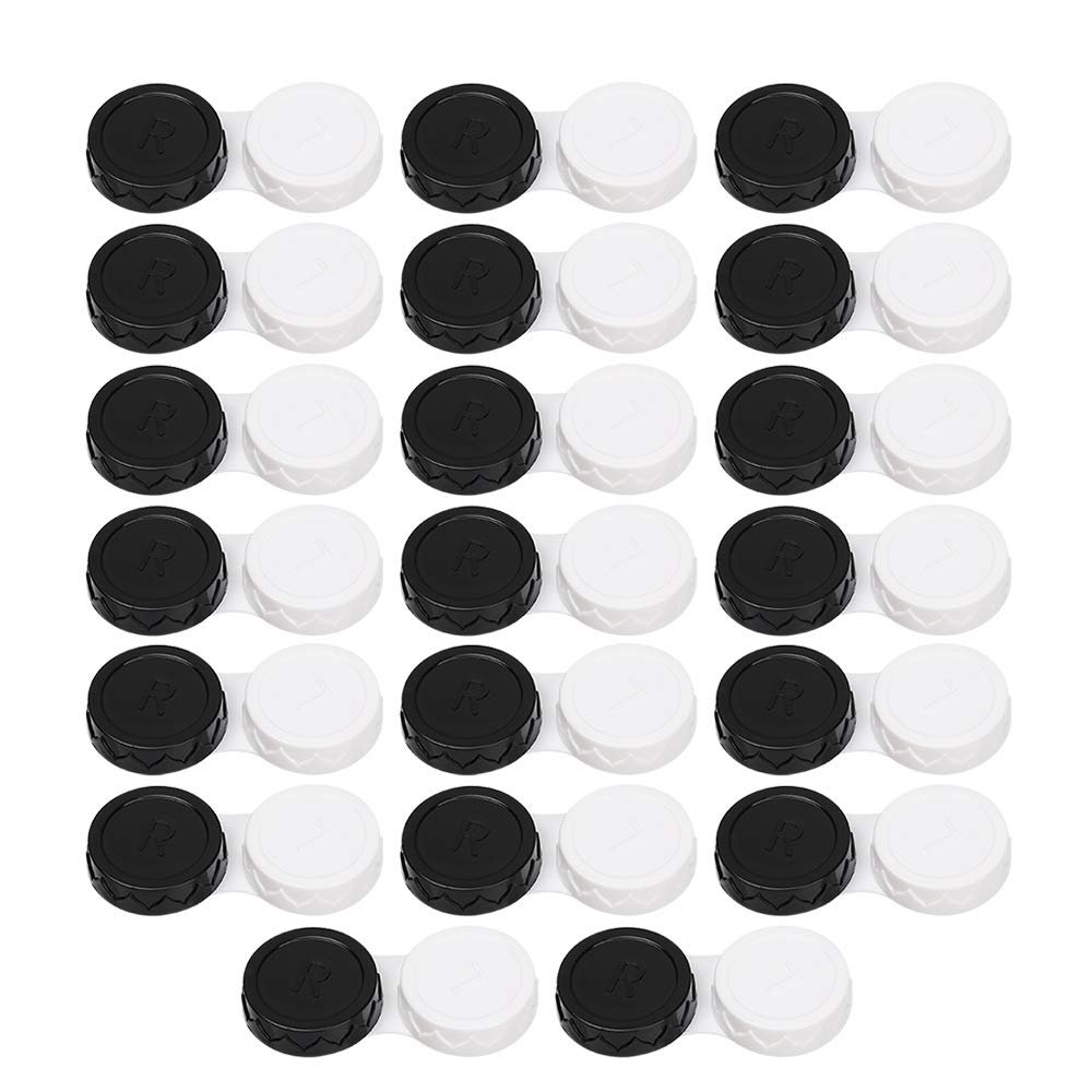 20 PCS Fashion Eye Glass Portable Plastic Contact Lens Case Candy Color Soaking Box Travel Glasses Holder(black)