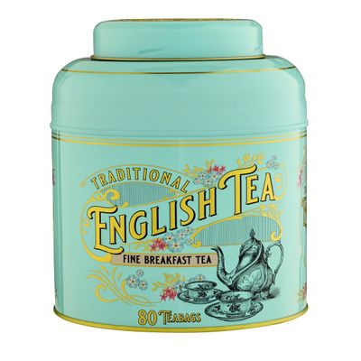 New English Teas Vintage Victorian Tea Caddy with 80 English Breakfast Teabags