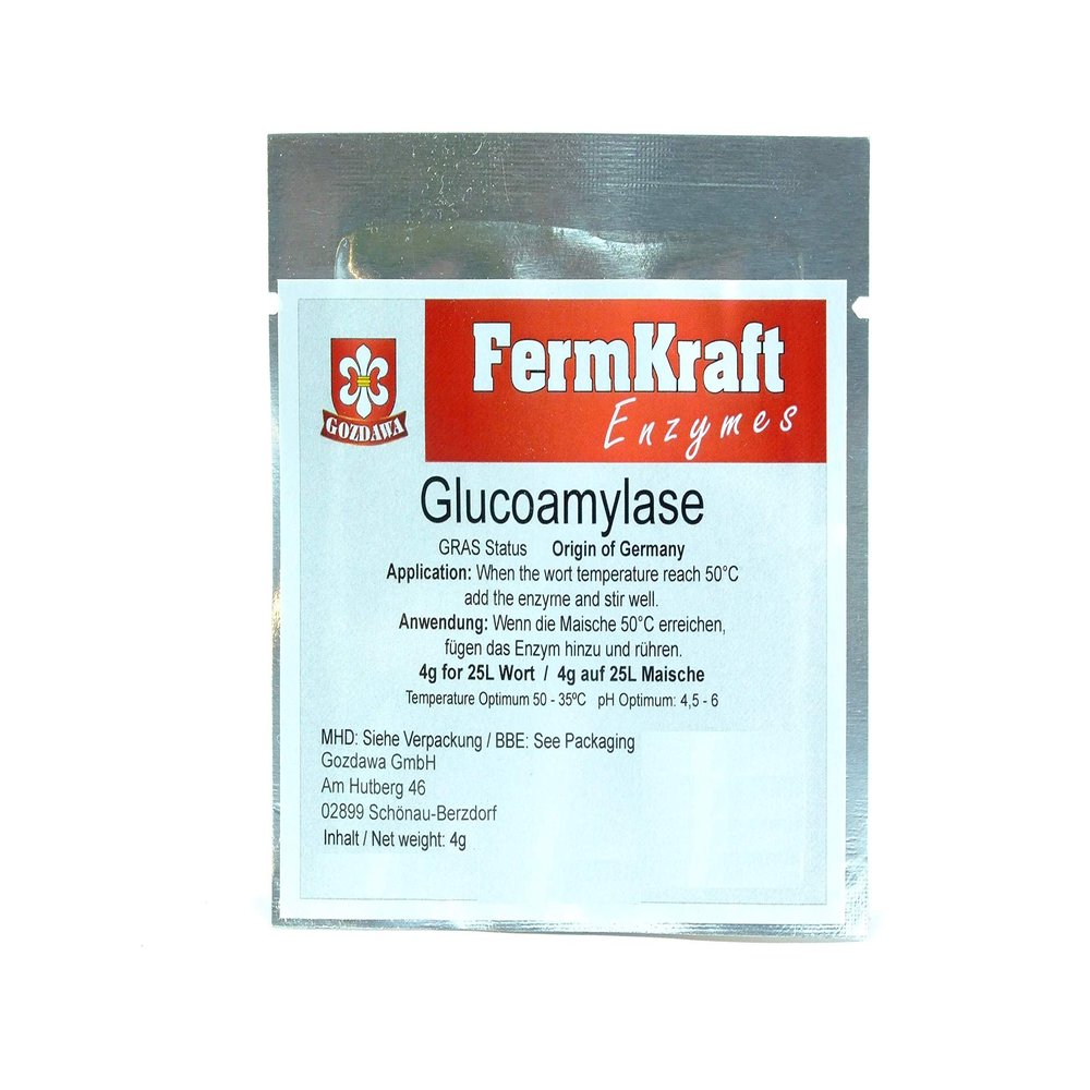 Glucoamylase Enzyme 4g for 25L wort FERMKRAFT - Saccharifying Enzyme - Recommended to distillers