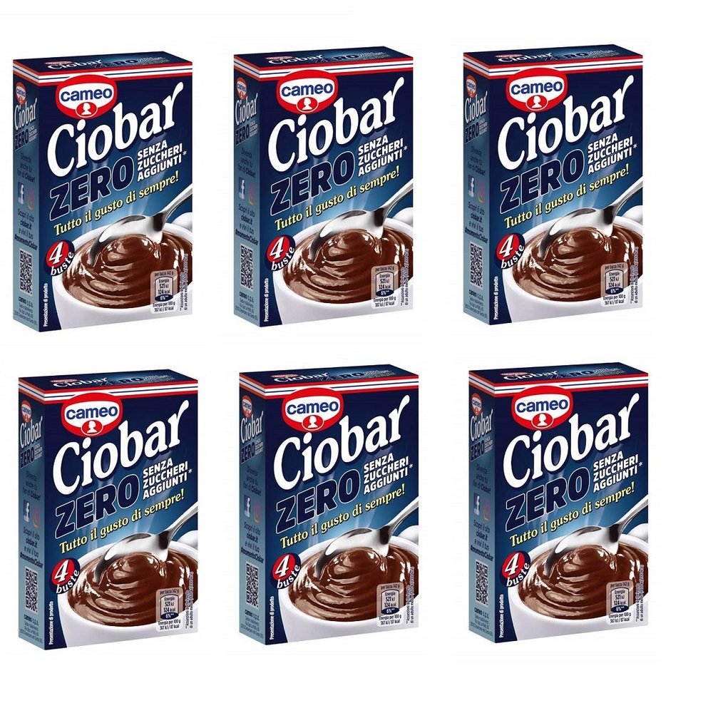 6X Cameo Ciobar Zero No Added Sugar hot Chocolate Instant Chocolate (4 x 19 g) Chocolate