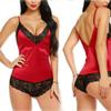 adqw Sexy Lingerie Lace Perspective Babydoll Dress Nightwear -Red_S view 3