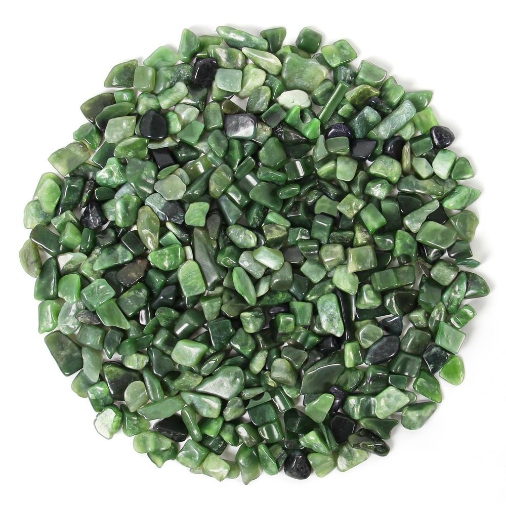1.1lb Natural Green Jasper Crystal Chips-Healing Crystals Tumbled Chips, Green Jasper Crushed Crystal Gemstones for Crafts, Beautiful Package for Gift (Green Jasper)