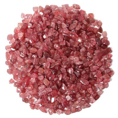 1.1lb Natural Crushed Red Strawberry Quartz Crystal Tumbled Chips-Healing Crystals Chips Bulk, Crushed Crystal Gemstones for Crafts, Beautiful Package for Gift