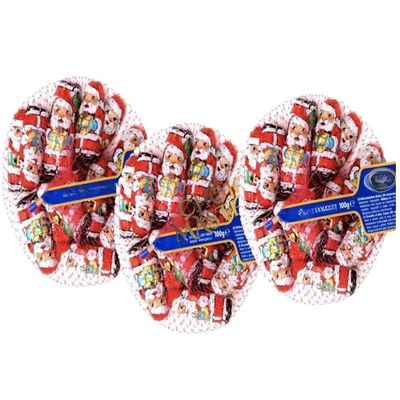 Chocolate Santa - Net of Milk Chocolate Santa 3 Packs x 100g Milk Chocolate Santa - Foiled Chocolate Santa -33 in Total- By Choice Masters