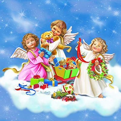 20 Napkins Angel with Toy Christmas Table Decoration 33 x 33 cm
