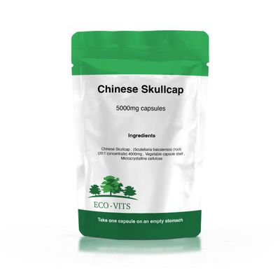 ECO-VITS Chinese Skullcap (5000MG) 240 CAPS. Recyclable Packaging Sealed Pouch