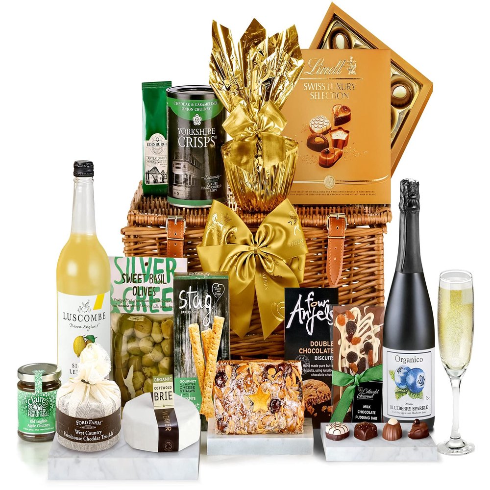 Classic Non-Alcoholic Gift Basket - Richmond Alcohol-Free Hamper with Sparkling Apple Presse, Farmhouse Cheddar, Chocolate Selection - Gifts for Birthdays and Celebrations, from Regency Hampers