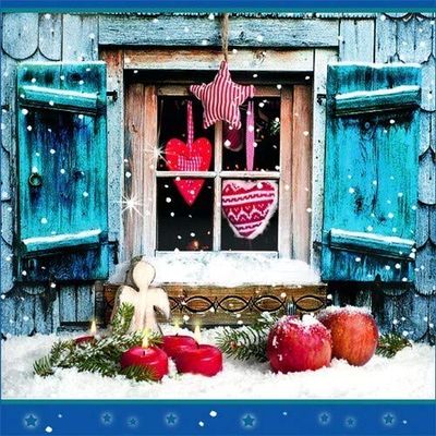 20 Napkins at Christmas Window | Winter | Table Decoration 33 x 33 cm