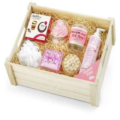 Classic Pampering Set Gift Crate With Chocolate