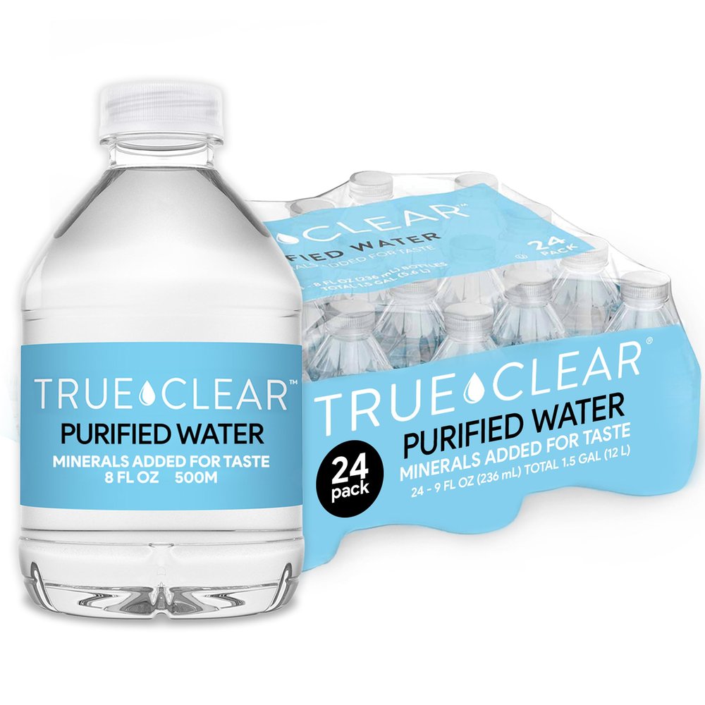True Clear Purified Drinking Water, 8 fl oz Bottles, 24-Pack, BPA-Free