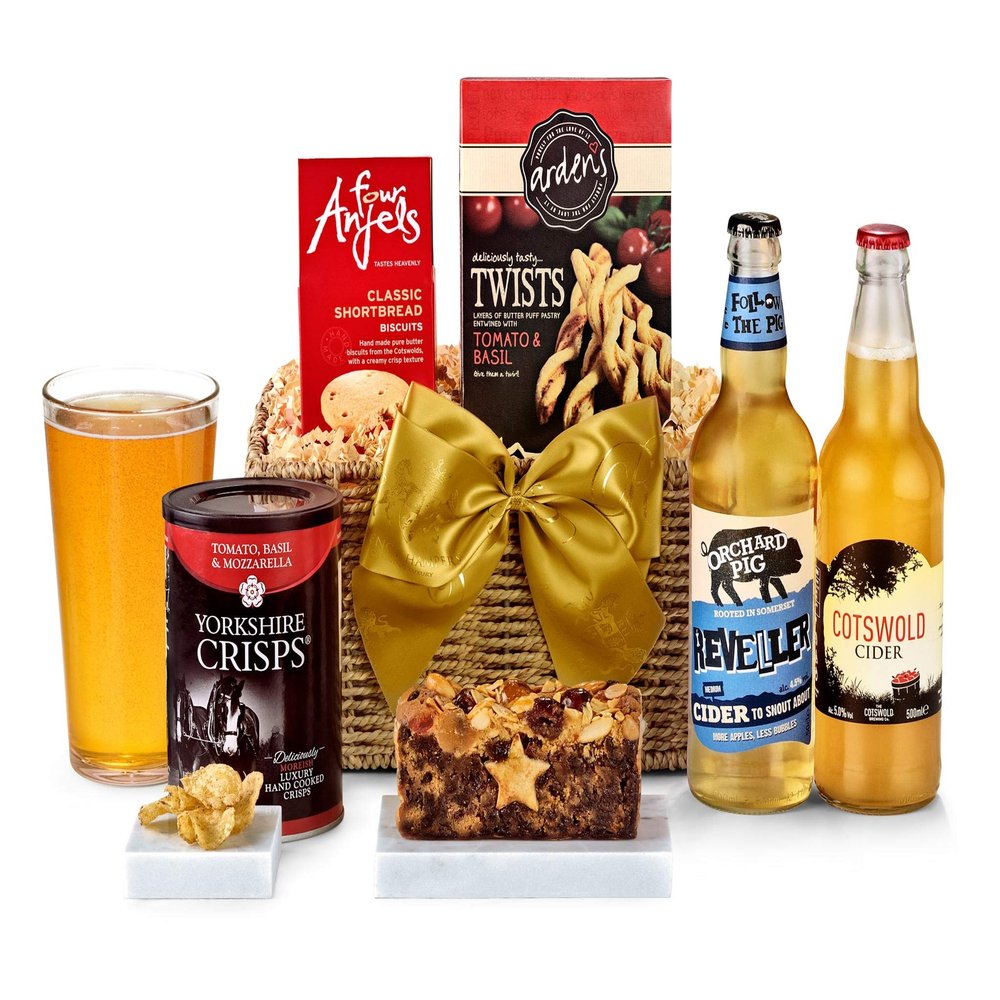Clarendon Cider Hamper - Classic Cider Gift Set with Somerset & Cotswold Perry, Luxury Shortbread, Puff Pastry Twists, Fruit Cake - Beverage Gifts for Birthdays and Celebrations, from Regency Hampers