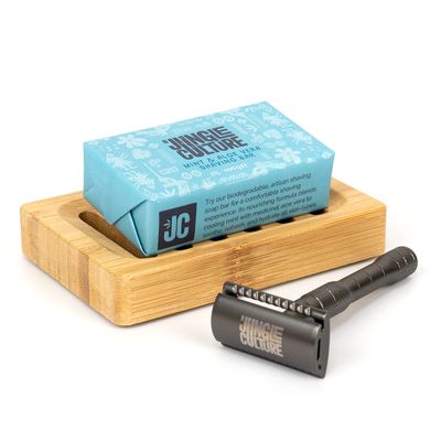 Jungle Culture Mint & Aloe Vera Refreshing Eco Shaving Soap 100g Plastic-Free Natural Soap Bar Vegan Friendly Shaving Gel Foam Replacement Organic Shave Butter Suitable For Sensitive Skin