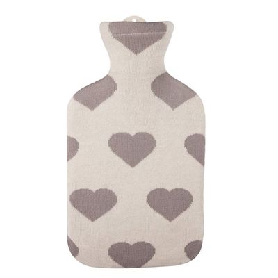 2.0 litre rubber hot water bottle with knitted cover made of cotton "Heart As"