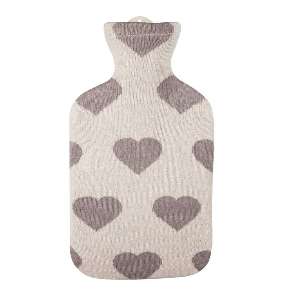 2.0 litre rubber hot water bottle with knitted cover made of cotton "Heart As"