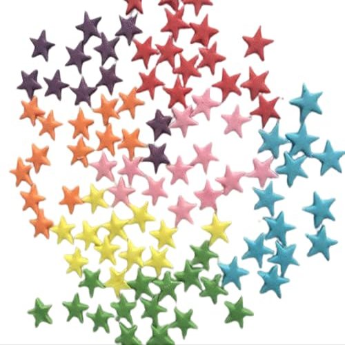 100 Beautiful Edible Sugar Stars; 2cm; Kids Character, Birthday, Wedding, Christmas Cake Cupcake Toppers/Decorations/Sprinkles (7 Rainbow colors mix)