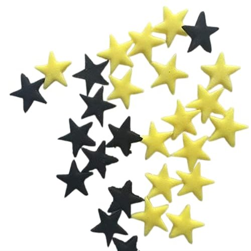 100 Beautiful Edible Sugar Stars; 2cm; Kids Character, Birthday, Wedding, Christmas Cake Cupcake Toppers/Decorations/Sprinkles (Batman Black & Yellow)