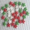 100 Beautiful Edible Sugar Stars; 2cm; Kids Character, Birthday, Wedding, Christmas Cake Cupcake Toppers/Decorations/Sprinkles (3 Christmas Colors mix) view 2