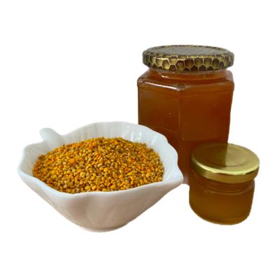 100% Pure Raw Organic Honey Wildflowers 420g + Propolis cream 45g + Bee Pollen 100g, New Wild Harvest Vegetarian Economy Pack Glass Jar, UNFILTERED, UNHEATED, UNPASTEURISED
