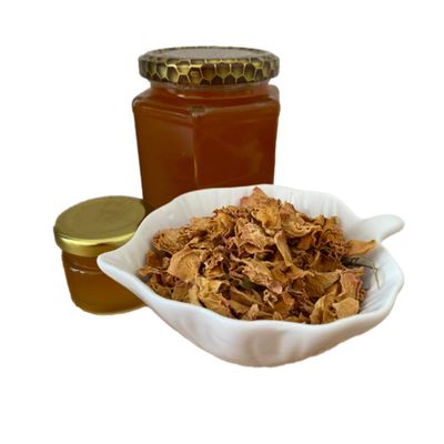 100% Pure Organic Honey Raw 420g + Propolis cream 45g + 3 packs tea of Rose Damask (Rosa Damascene) Petals, New Wild Harvest Vegetarian Economy Pack Glass Jar, UNFILTERED, UNHEATED, UNPASTEURISED
