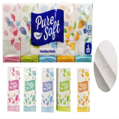 XXL Pack of 10 Paper Handkerchiefs 4-Ply 100% Cellulose (200 Packs of 10)