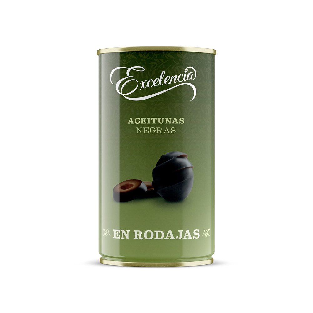 Excelencia - Sliced Black Olives - 100% Spanish Product - Ideal for Snack - 350 GR