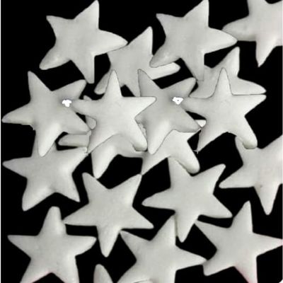 100 Beautiful Edible Sugar Stars; 2cm; Kids Character, Birthday, Wedding, Christmas Cake Cupcake Toppers/Decorations/Sprinkles (Pearl White/Ivory)