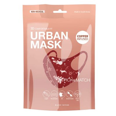 Basic Sense CHRISTMAS Copper Ion Infused Washable Reusable Face Coverings Masks Made In South Korea (Reindeer - Red)