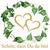 20 serviettes, green leaves around hearts, gold, "Schn dass du da bist", wedding, 33 x 33 cm view 1