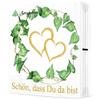 20 serviettes, green leaves around hearts, gold, "Schn dass du da bist", wedding, 33 x 33 cm view 2