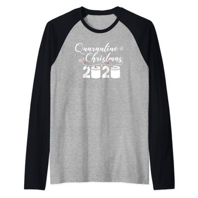 QUARANTINE CHRISTMAS 2020 Funny Toilet Paper Xmas Meme Gift Raglan Baseball Tee