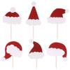 24pcs Santa Hat Cake Topper Xmas Appetizer Pick Christmas Dessert Topper Christmas Toothpicks Food Picks Holiday Cake Decorations Cake Toppers Paper Cup Bamboo view 1
